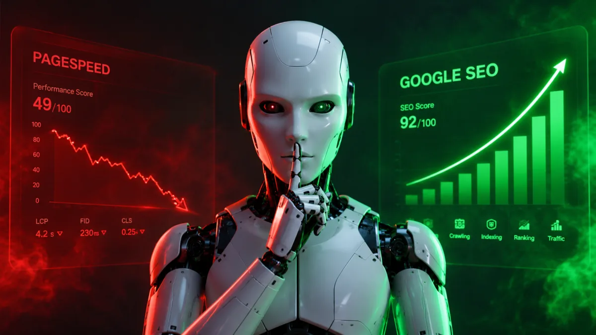 AI-сайты получают 96/100 за SEO — а Google их всё равно не видит. Мы протестировали 93 сайта.